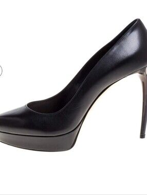 Alexander McQueen Size 5 Black Curved Heel Platform Pumps